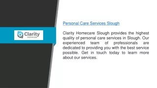 Personal Care Services Slough  Clarity Homecare Slough