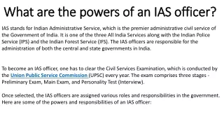 what are the powers of an ias officer