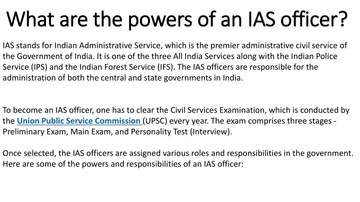 what are the powers of an ias officer