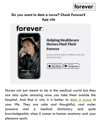 Do you want to date a nurse Check ForeverX App site