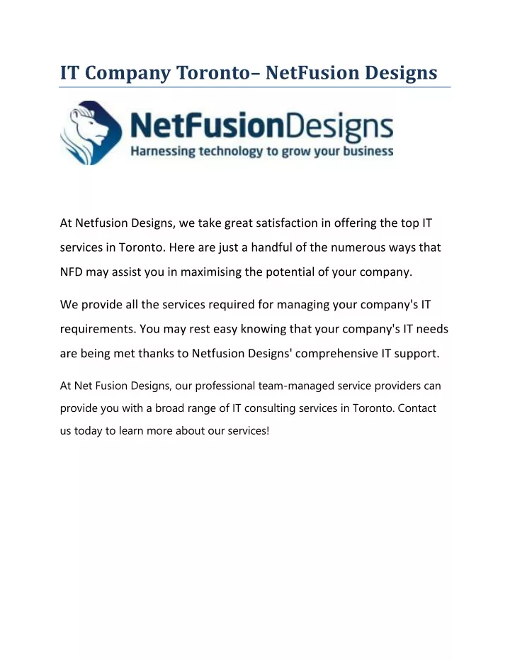 it company toronto netfusion designs