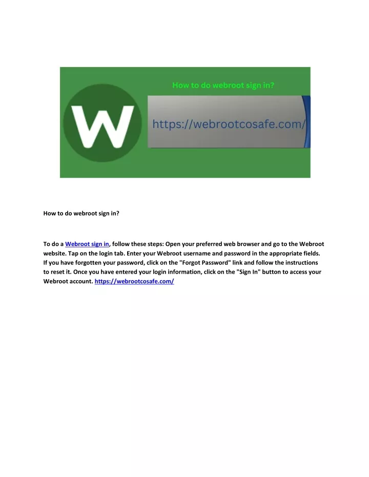 how to do webroot sign in
