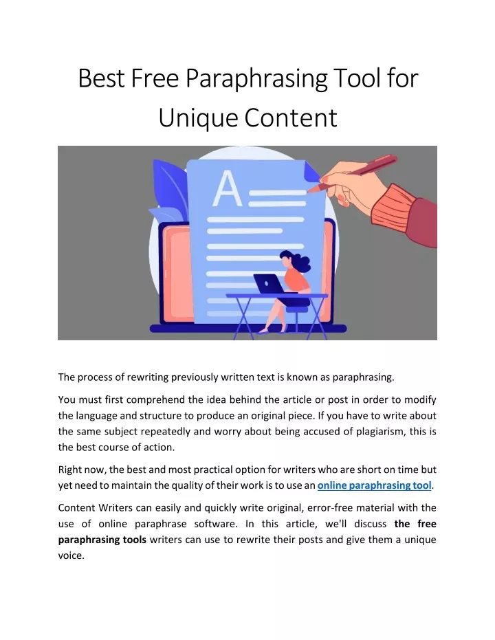 best free paraphrasing tool for unique content