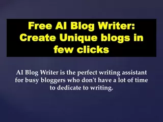 Free Ai Blog Writer - Generate One-Click Blog Posts