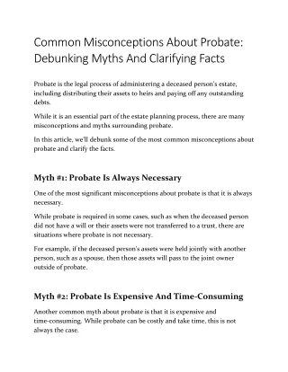 common misconceptions about probate debunking