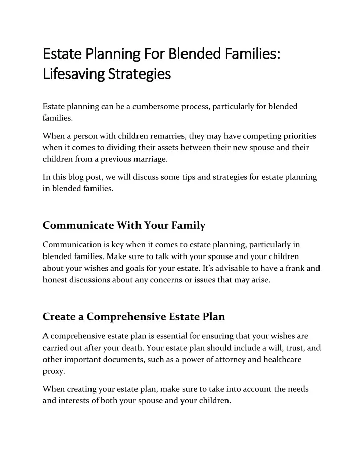 estate planning estate planning f for blended