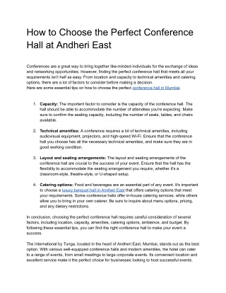 how to choose the perfect conference hall