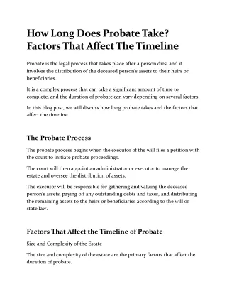 How Long Does Probate Take Factors That Affect the Timeline