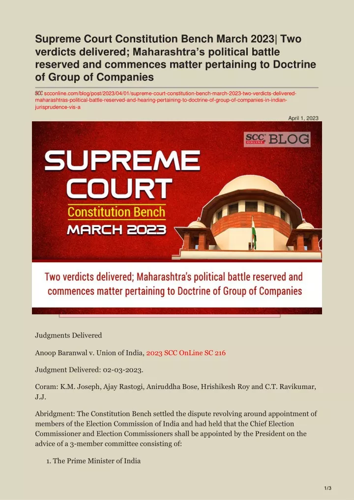 supreme court constitution bench march 2023