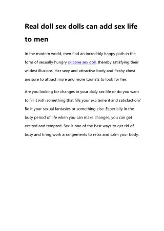 Real doll sex dolls can add sex life to men