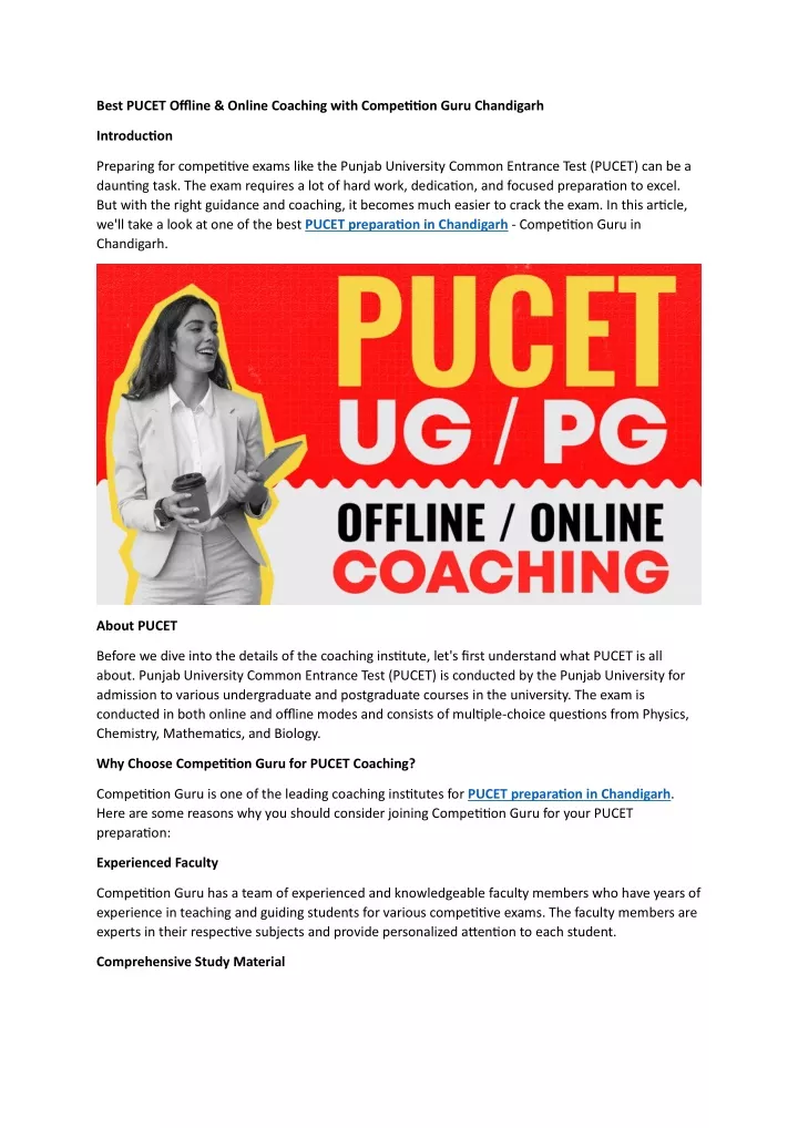 best pucet offline online coaching with