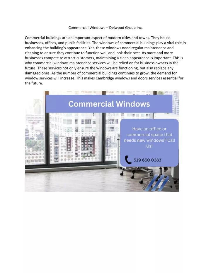 commercial windows delwood group inc