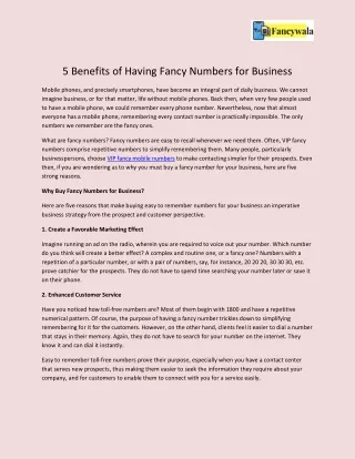 5 Benefits of Having Fancy Numbers for Business