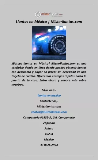 Llantas en México  Misterllantas