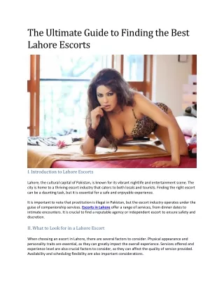 The Ultimate Guide to Finding the Best Lahore Escorts