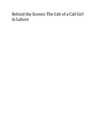 Behind the Scenes: The Life of a Call Girl in Lahore