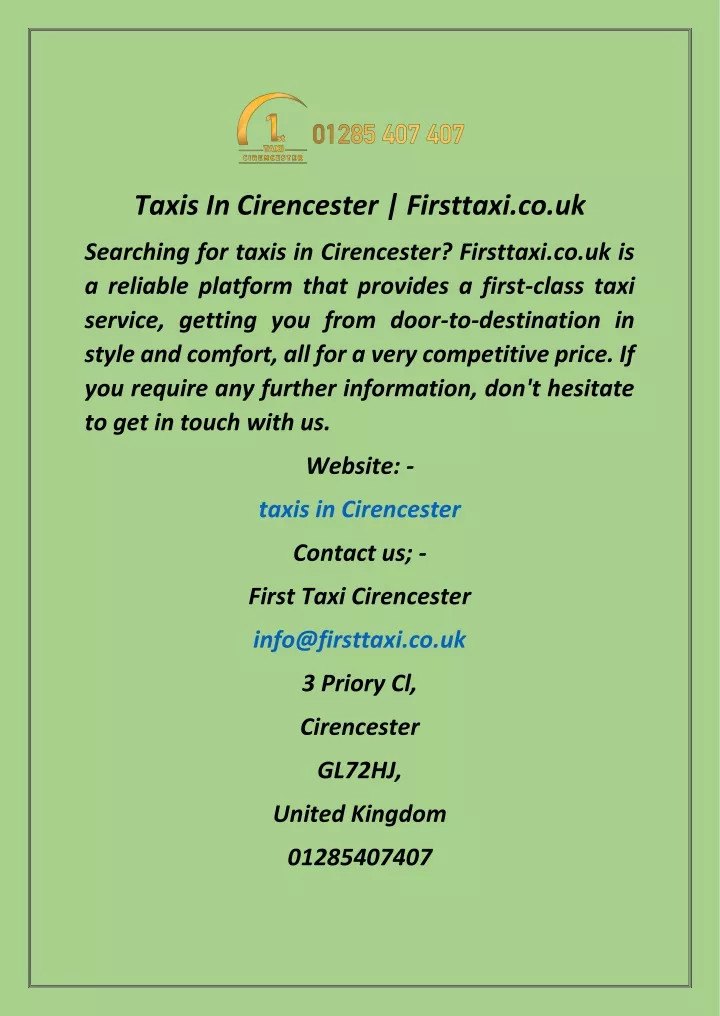 taxis in cirencester firsttaxi co uk