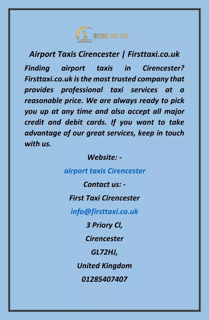 airport taxis cirencester firsttaxi co uk