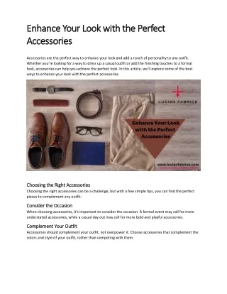 Enhance Your Look with the Perfect Accessories