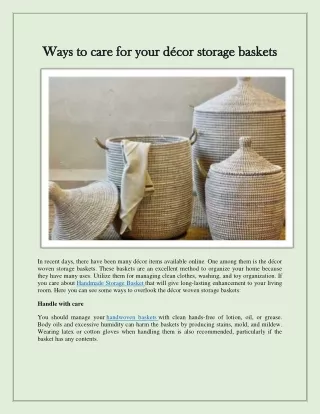 Ways to care for your décor storage baskets