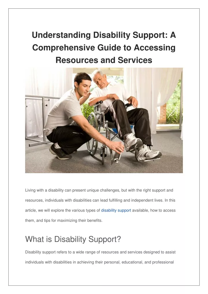 understanding disability support a comprehensive