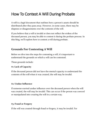 How to Contest a Will During Probate