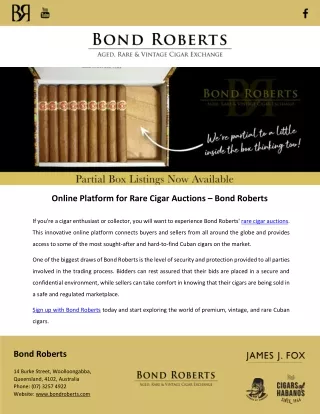 Online Platform for Rare Cigar Auctions – Bond Roberts