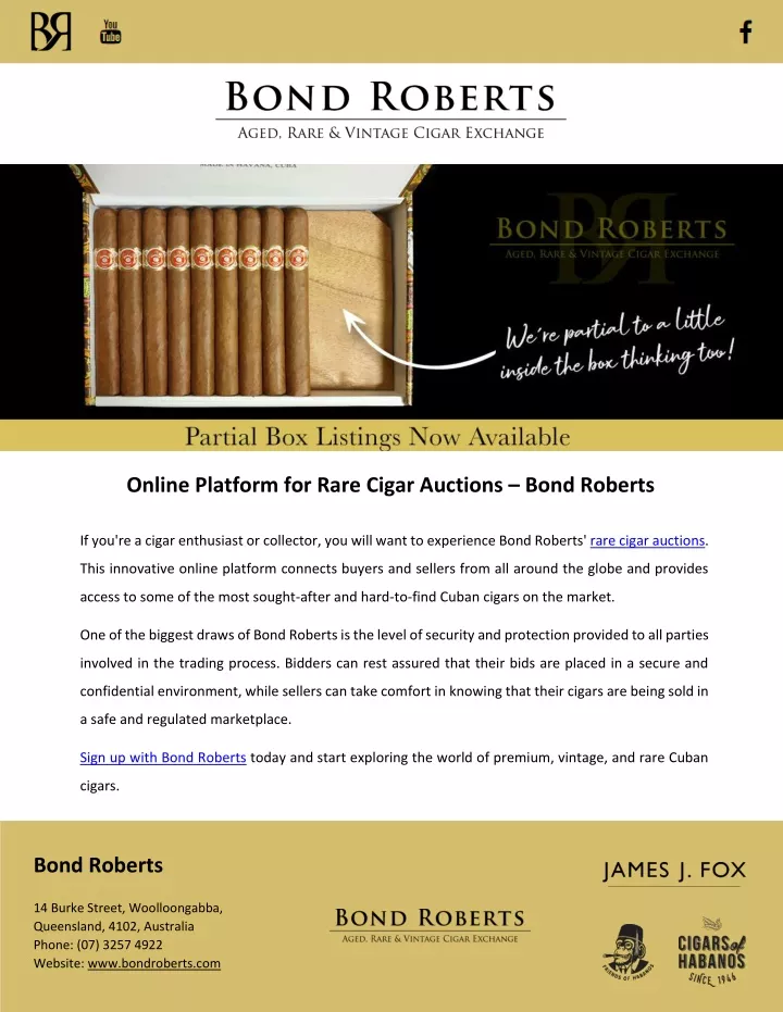 online platform for rare cigar auctions bond