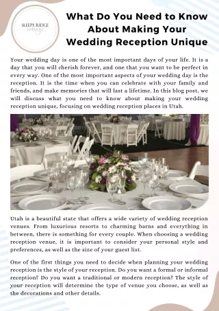 What Do You Need to Know About Making Your Wedding Reception Unique