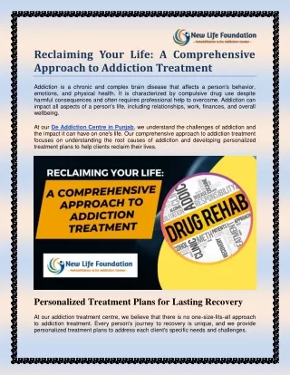 Reclaiming Your Life: A Comprehensive Approach to Addiction Treatment