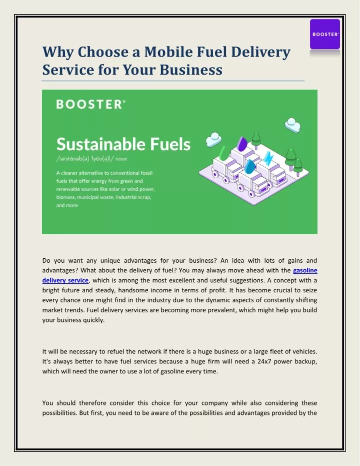 why choose a mobile fuel delivery service