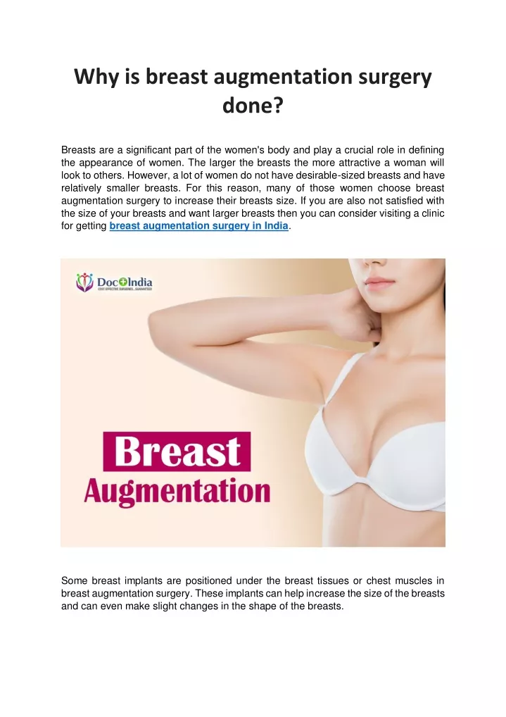 why is breast augmentation surgery done