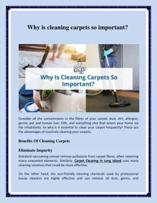 Why Is Cleaning Carpets So Important