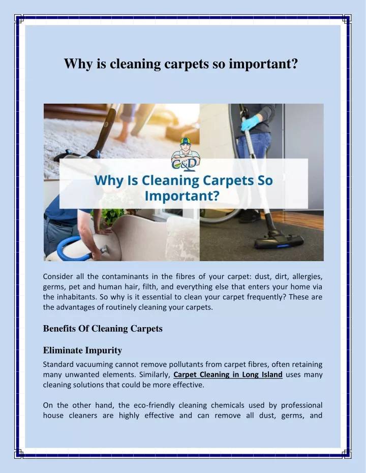 why is cleaning carpets so important