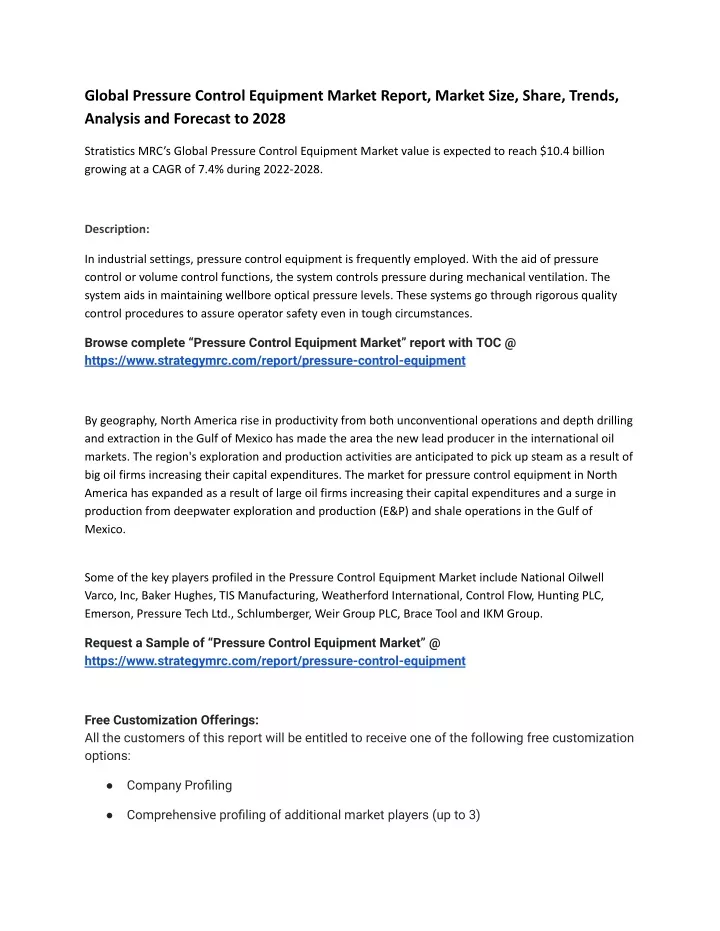 global pressure control equipment market report