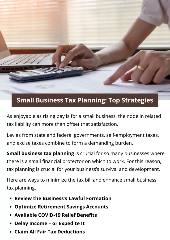 small business tax planning top strategies