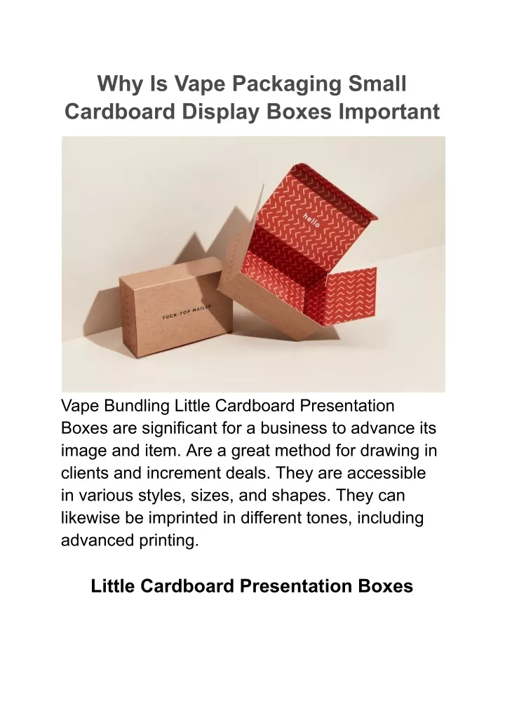 why is vape packaging small cardboard display