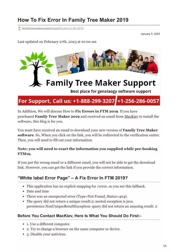 how to fix error in family tree maker 2019