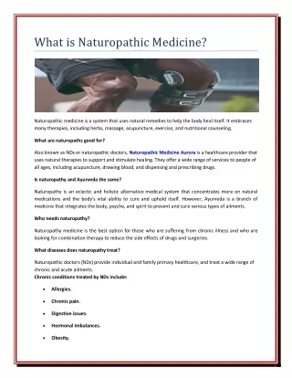what is naturopathic medicine