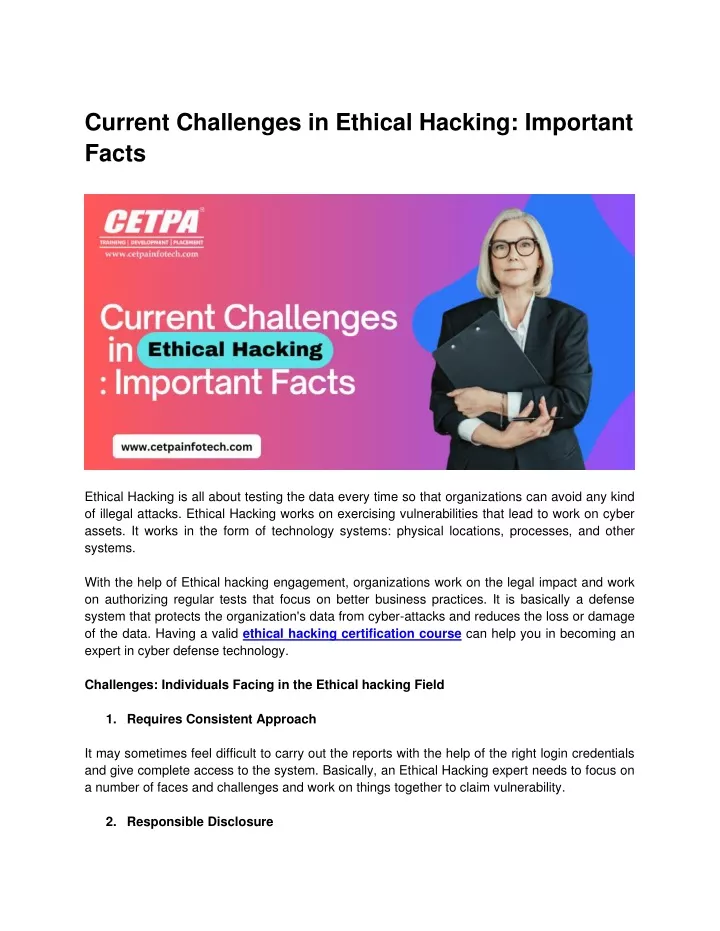 current challenges in ethical hacking important