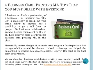 4 Business Card Printing MA Tips That You Must Share With Everyone