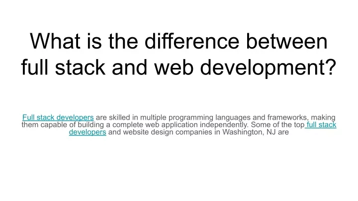 what is the difference between full stack