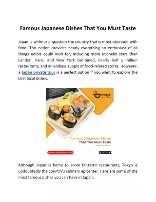 Famous Japanese Dishes That You Must Taste