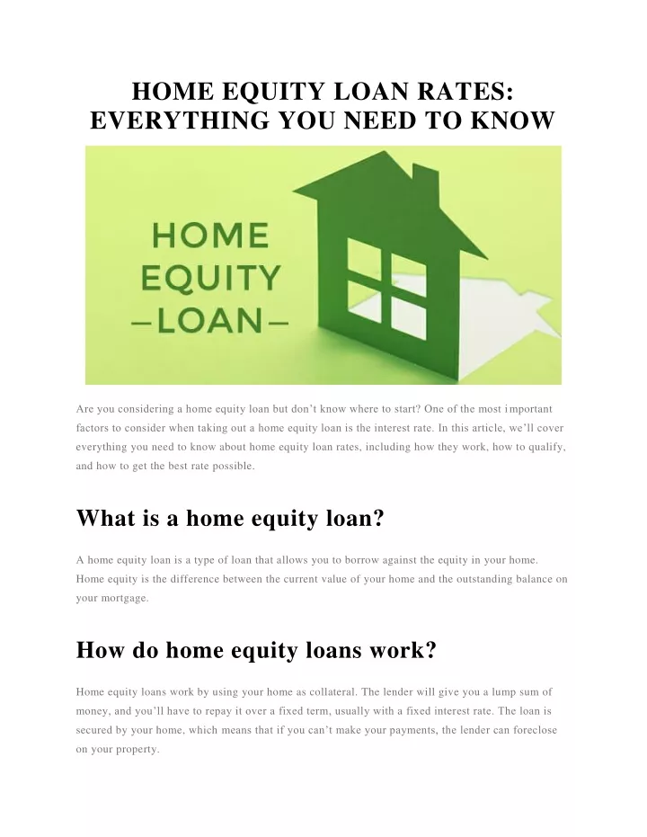home equity loan rates everything you need to know