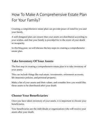 How to Create a Comprehensive Estate Plan for Your Family