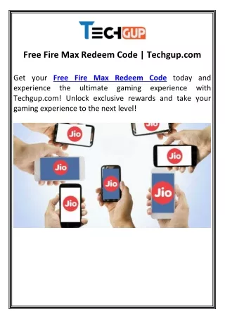 Free Fire Max Redeem Code | Techgup.com