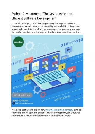 python development the key to agile and efficient