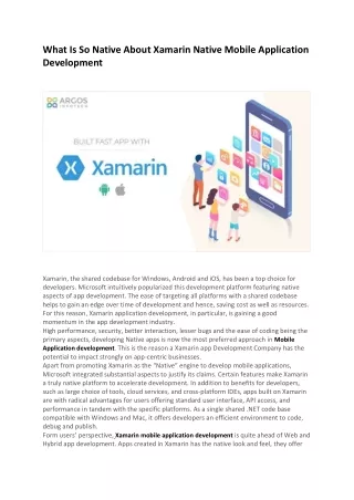 Xamarin Mobile Application Development