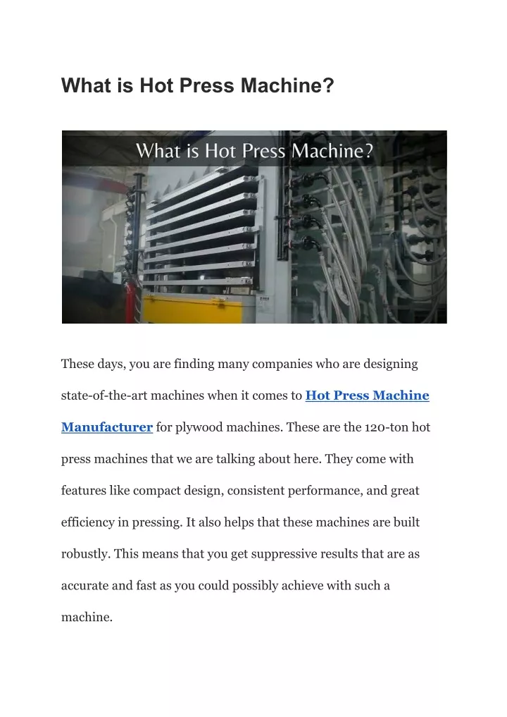 what is hot press machine