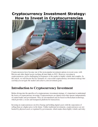 cryptocurrency investment strategy how to invest
